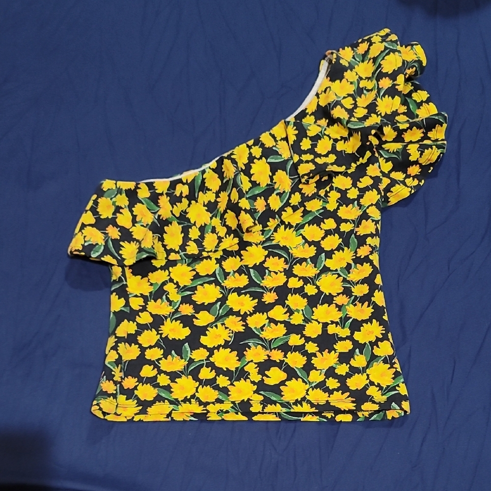 NWT Maeve Floral One-Shoulder Top - Yellow size XXS
